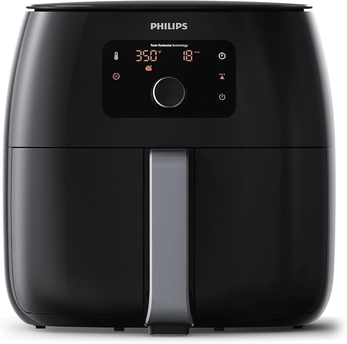 Philips Premium Airfryer XXL, Fat Removal Technology, 3lb/7qt, Rapid Air Technology, Digital Display, Keep Warm Mode, 5 Cooking Presets, HomeID App, Family Sized, Black (HD9650/96) | Fat Removal and R