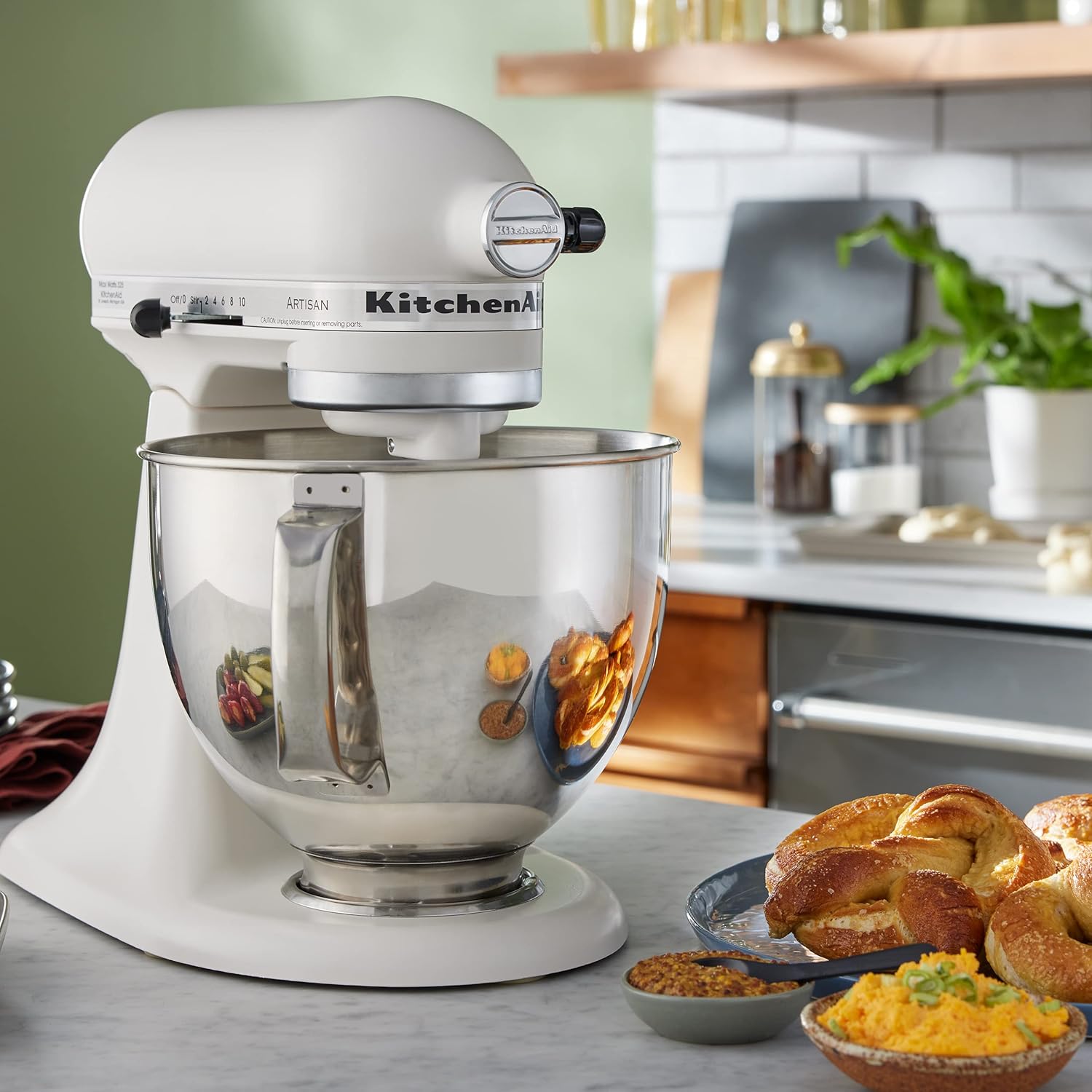 KitchenAid Artisan Series 5 Quart Tilt Head Stand Mixer, KSM150PS, Porcelain White